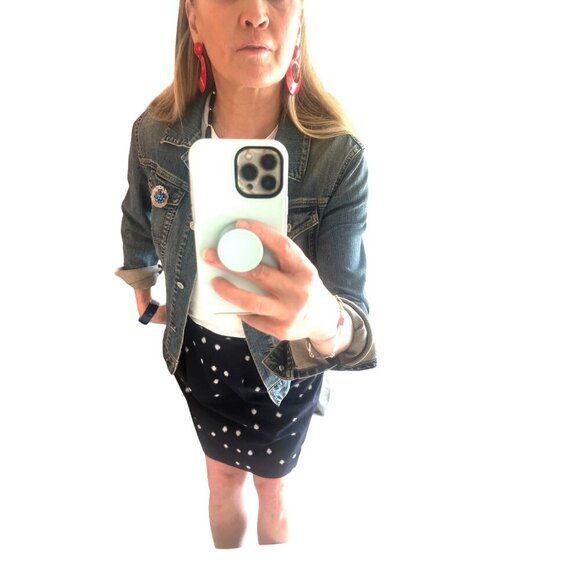 Vintage Red Dangle Pierced Earrings Enamel Hoops July 4 Memorial Day Summer RED - Picture 11 of 11